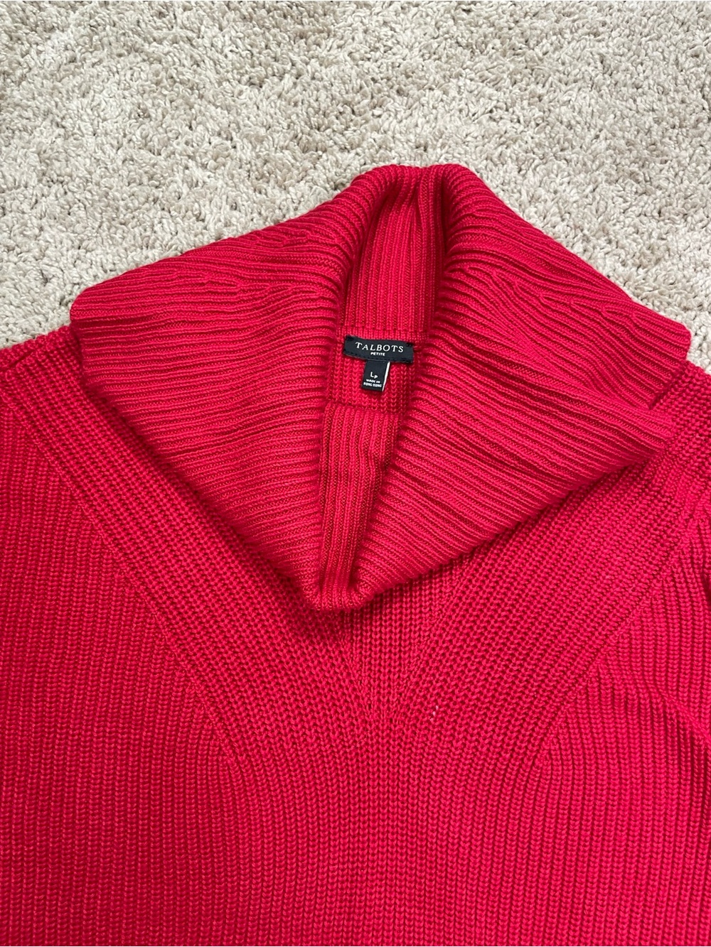 Talbots Red Ribbed Turtleneck‎ Sweater - Picture 9 of 10